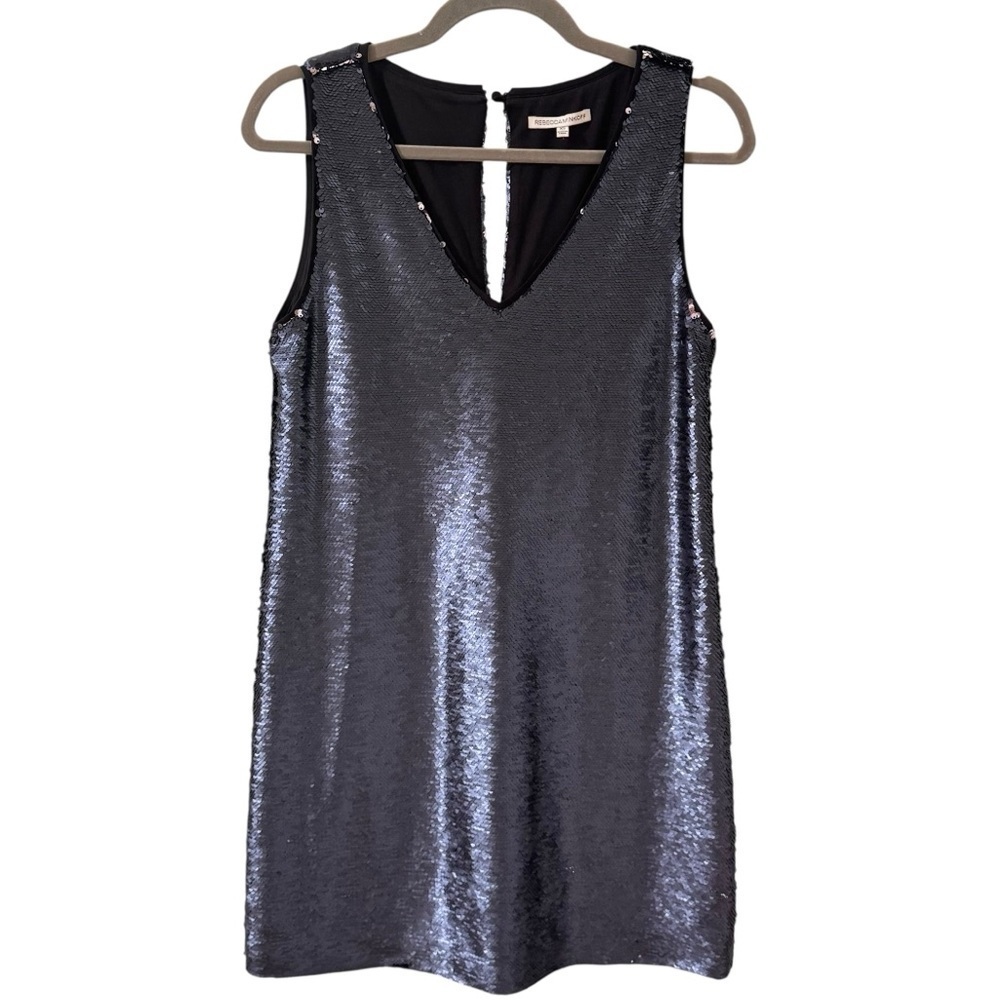 Rebecca Minkoff Claire Sequin Mini Shift Dress Blue Size Xs